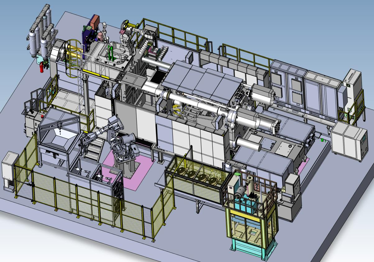 1600t die casting machine peripheral used spraying - automatic system modification of robot for taking parts, removing slag, cooling and trimming